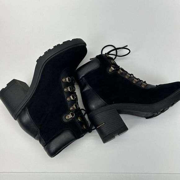 Shoedazzle Felixa Block Heel Hiker Bootie Size 8.5 Black Boots Rock Punk Grunge - Picture 6 of 16